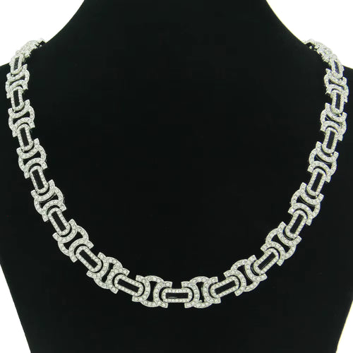 Load image 1 in gallery view. Rhinestone Decor Cuban Chain Necklace Necklaces for Men and Woman