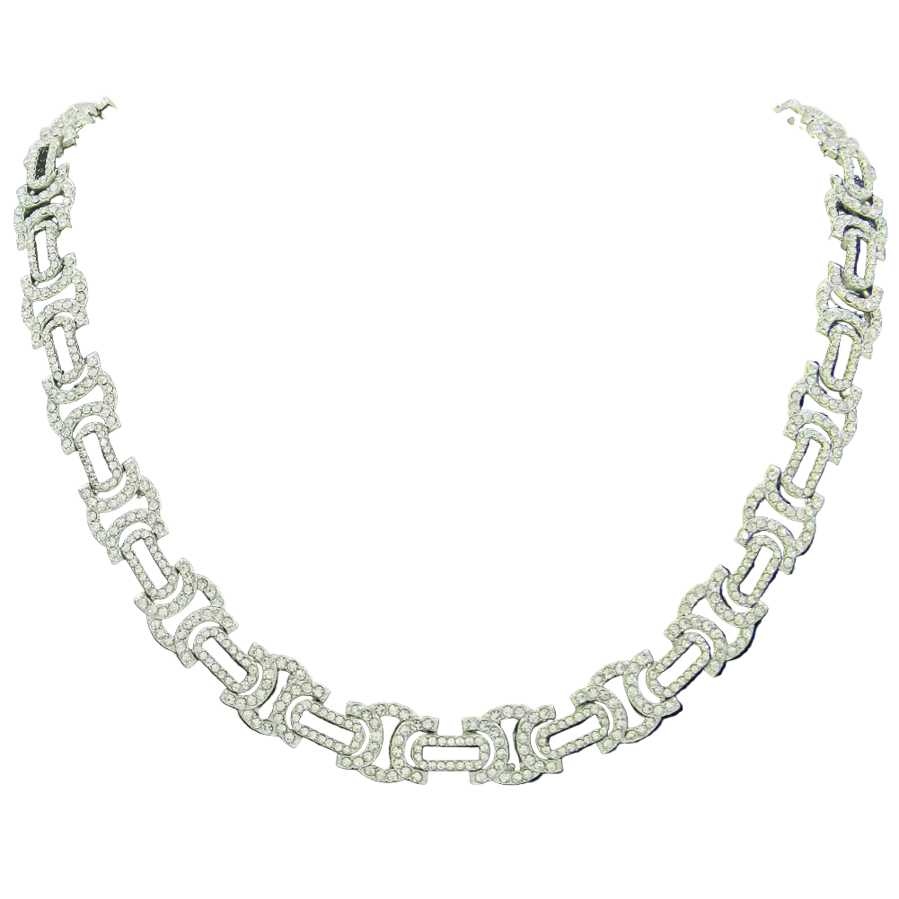 Rhinestone Decor Cuban Chain Necklace Necklaces for Men and Woman