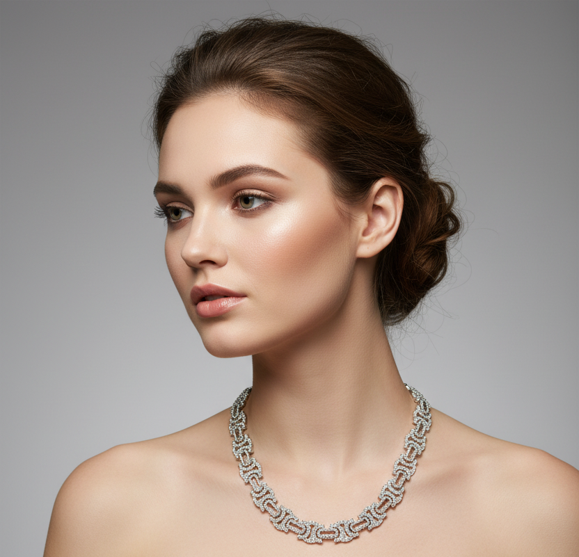 Rhinestone Decor Cuban Chain Necklace Necklaces for Men and Woman
