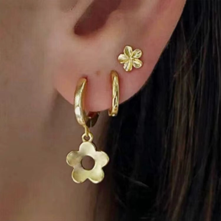 Small 14K Gold Plated Chunky Stacks Earrings Set for Kids Women