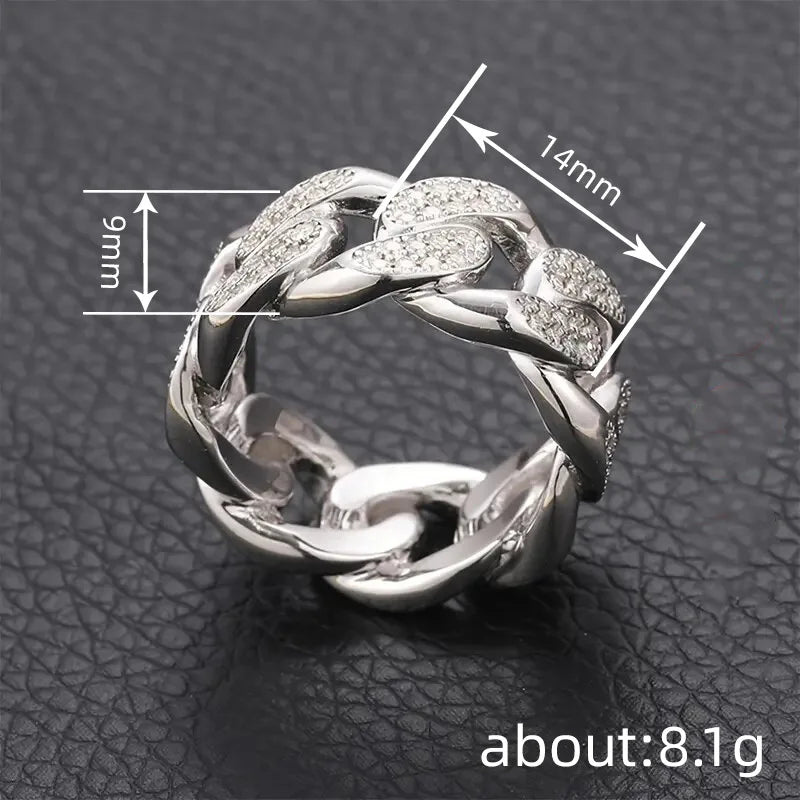Silver Plated Zircon Band Rings Full Paved Dazzling