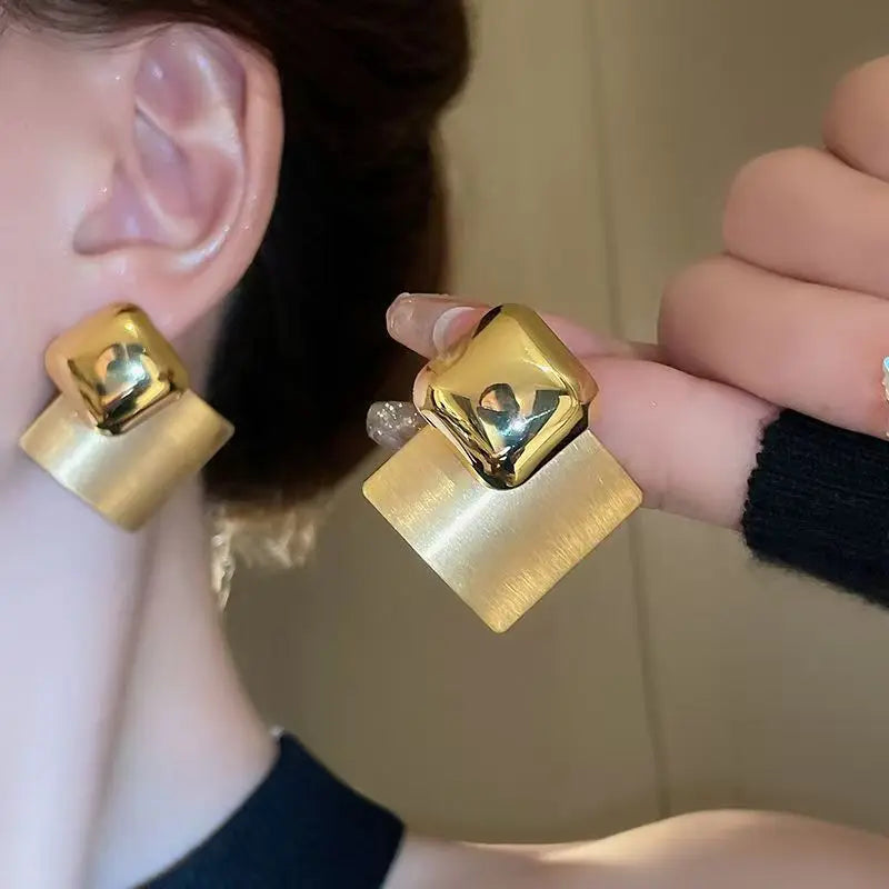 Sophisticated K-Style Luxury Minimalist Square Studs