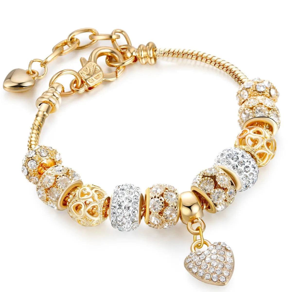 18k Rose Gold Plated Bangles Jewelry Handmade Female Beaded Bracelets for Kids and Woman