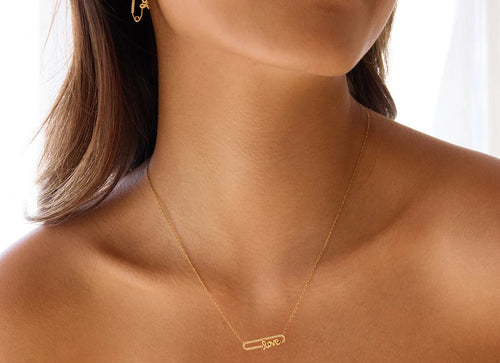 Load image 1 in gallery view. White Rhinestone Crystal Love Letter Pendant Necklace Children Women