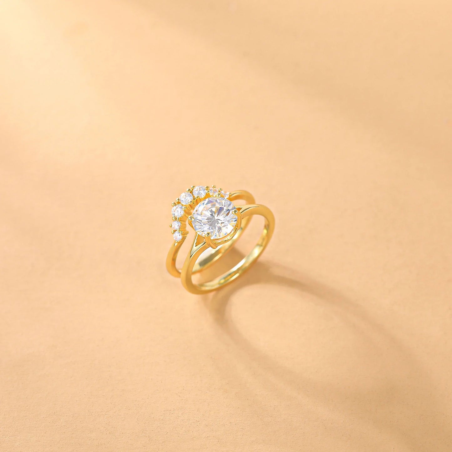 14K Gold Plated Cubic Zirconia Wedding Band for Women