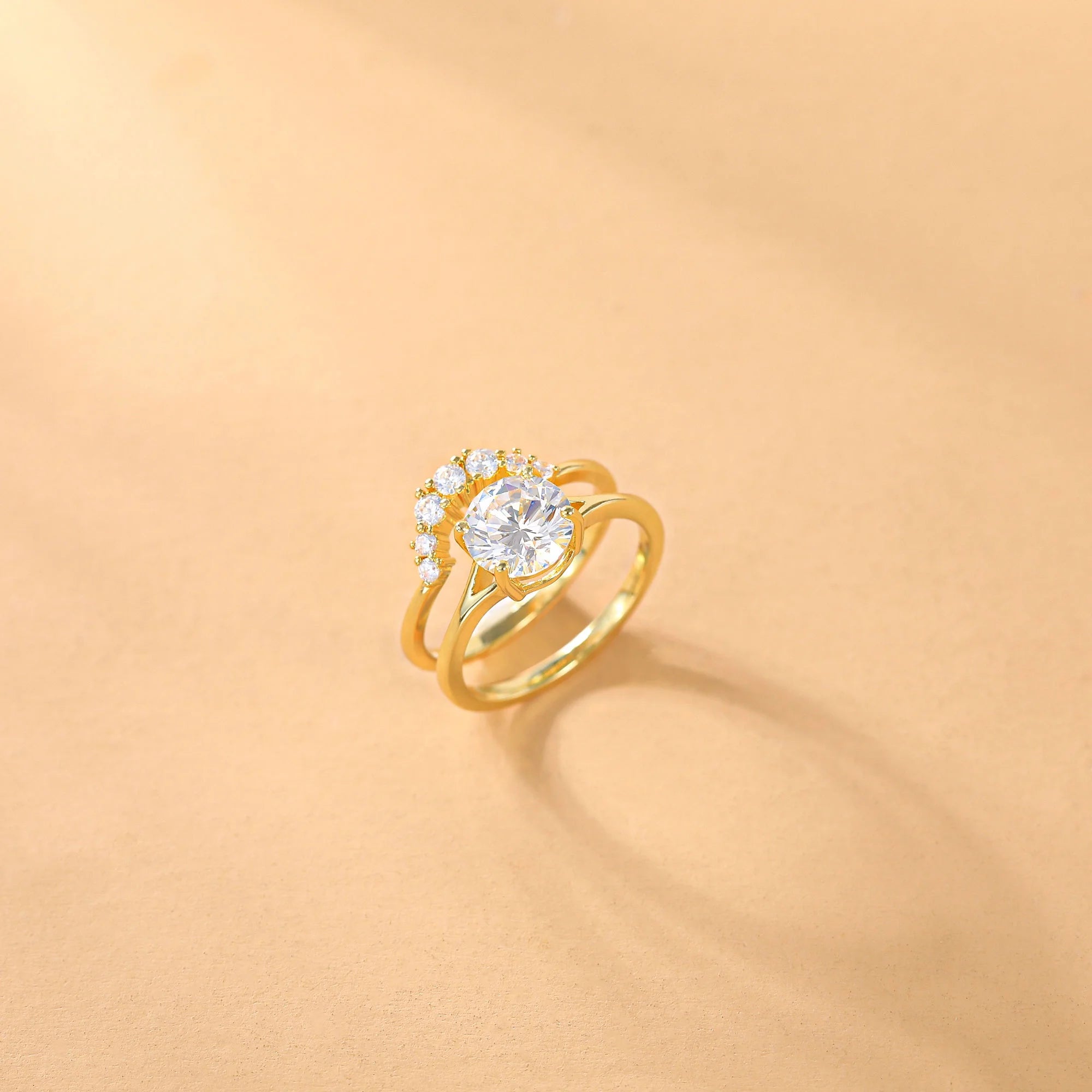 14K Gold Plated Cubic Zirconia Wedding Band for Women