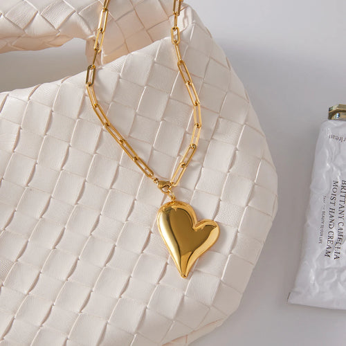 Load image 1 in gallery view. Gold Plate Waterproof Trendy Sweet Glossy Heart Pendant Necklace Children Women