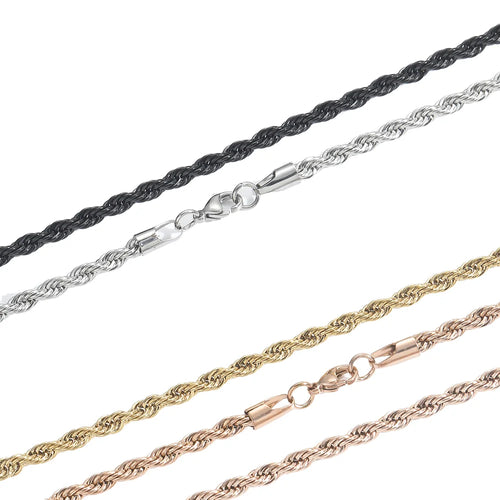 Load image 1 in gallery view. 20 inch Customized Stainless Steel Link Chain for Men & Women 4mm-7mm Waterproof Gold Plated Wheat Necklace Imitation Pearl