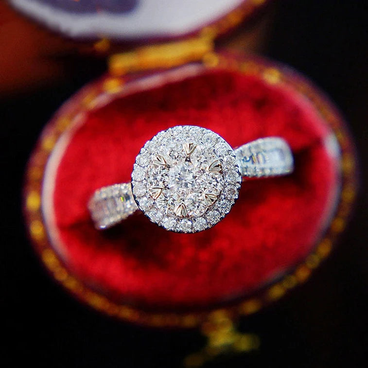 Silver Plated Crystal Cubic Zirconia Rings for Engagement Wedding for Women