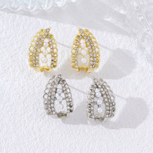 Load image 1 in gallery view. High End Cats Eye Stone Ruyi Earrings Exquisite Geometric Luxury Jewelry