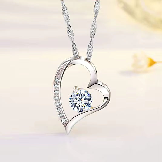 Minimalist 14K Gold Plated Diamond Necklace Love Heart Pendant