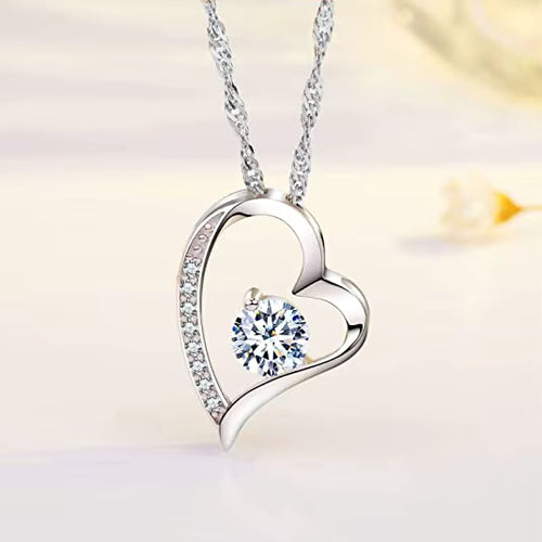 Load image 1 in gallery view. Minimalist 14K Gold Plated Diamond Necklace Love Heart Pendant