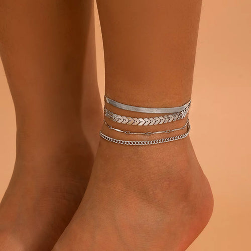 Load image 1 in gallery view. Anklet 4pc Set for Women's Anniversary Gold Plated