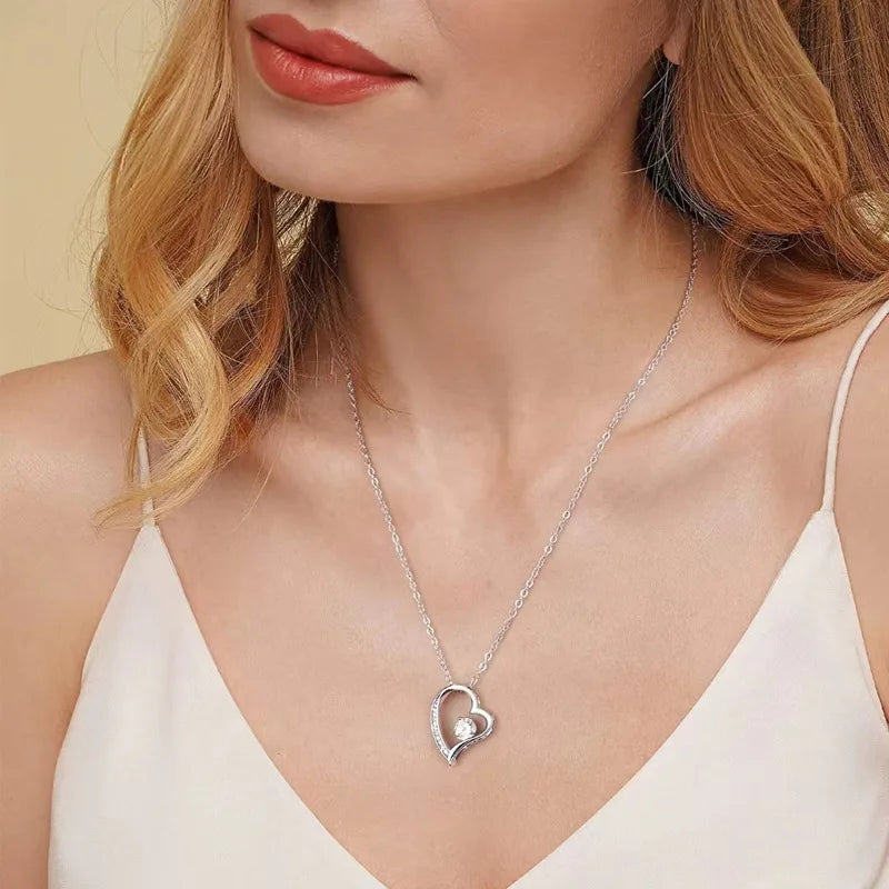 Minimalist 14K Gold Plated Diamond Necklace Love Heart Pendant