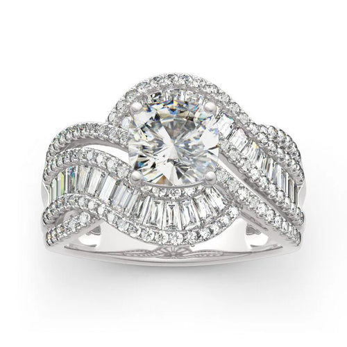 Load image 1 in gallery view. Silver Plated Twist Design Brilliant Round Zircon Rings for Women Wedding Engagement