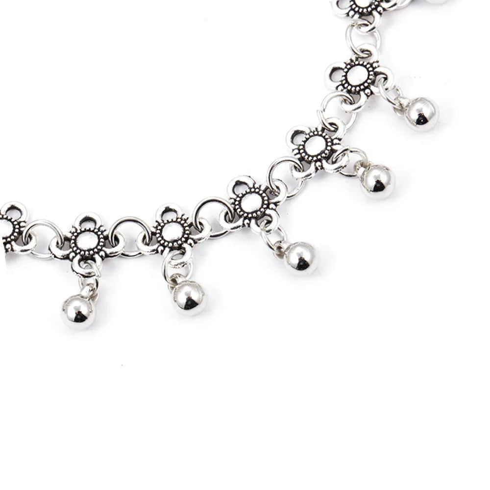 18k Gold Plated Anklet Vintage Silver Beach Anklets for Women Adjustable