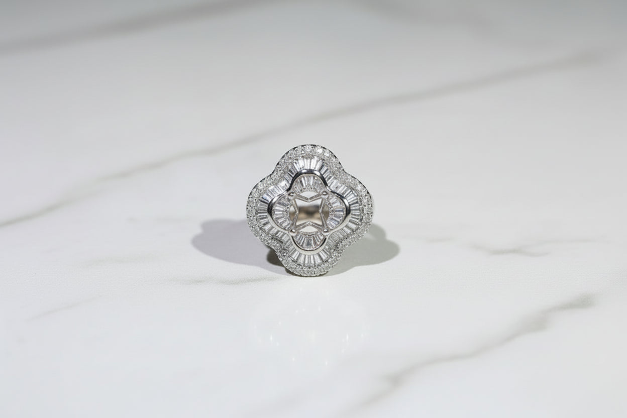 Elegant Leaf Zircon Jewelry Set Platinum Plated Necklace Earrings Ring