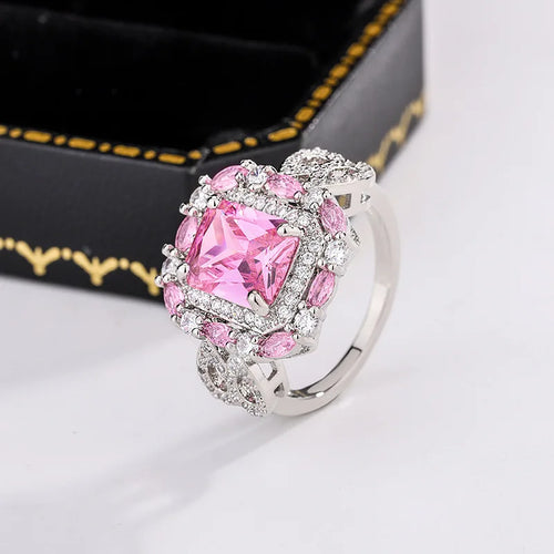 Load image 1 in gallery view. Pink Yellow White Cubic Zircon Oxide Artistic Gift Party Ring