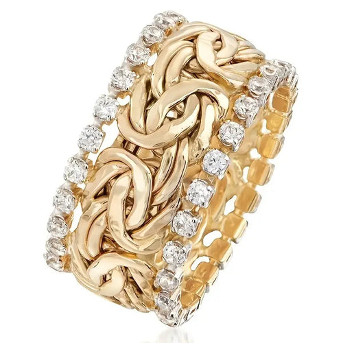 Load image 1 in gallery view. Winding Twist Design Round Cubic Zirconia Wide Ring