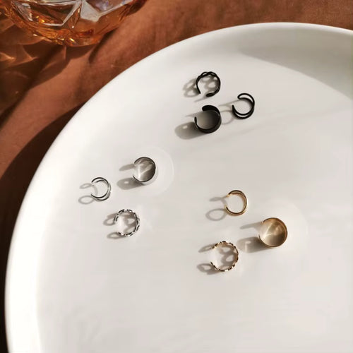 Load image 1 in gallery view. Ear Cuff Clip on Earrings Non Pierced Trendy Gold Plated Metal Cute Earring Cuffs