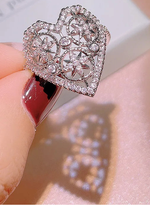 Cute Heart Shape Small 3A Zircon Platinum Plating Women's Ring