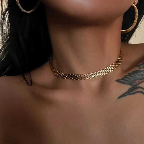 Load image 1 in gallery view. 18k Gold Plated for Women Minimalism Choker Link Chain Necklace Waterproof