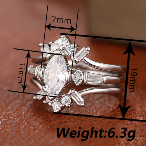 Load image 1 in gallery view. 3Pcs Sets Silver Couple Rings
