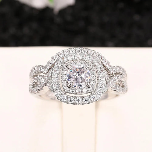 Load image 1 in gallery view. 3pcs Rhodium Set Rings Zircon Geometric Anniversary, Engagement, Gift, Party, Wedding For Woman