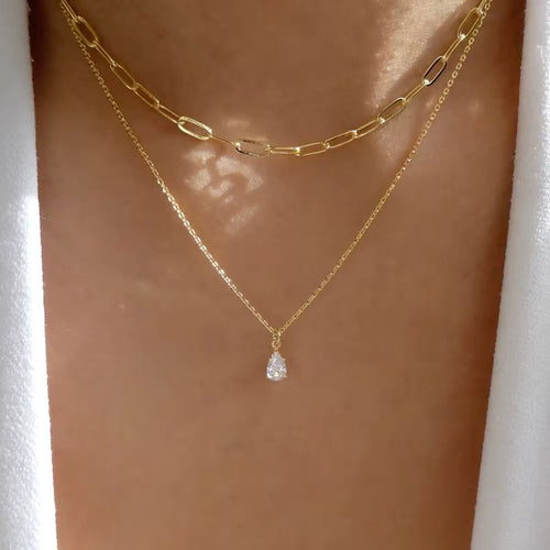 Load image 1 in gallery view. Gold Plated 2 Layers CZ Chain