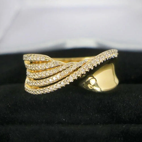 Load image 1 in gallery view. Gold Plated Custom Twist Cubic Zirconia Rings for Women Engagement