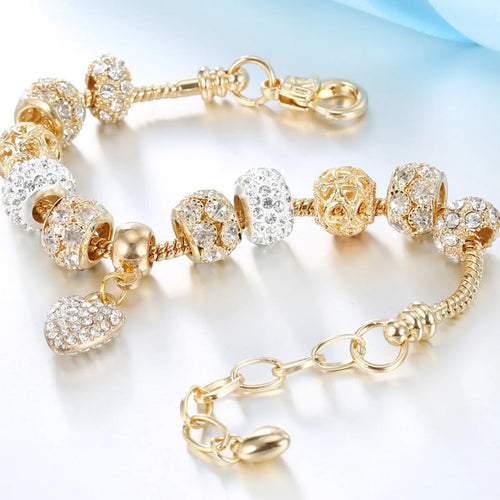 Load image 1 in gallery view. 18k Rose Gold Plated Bangles Jewelry Handmade Female Beaded Bracelets for Kids and Woman