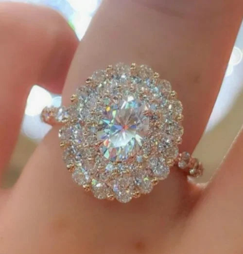 Women Fashionable Oval 3A Zircon Rose Gold Plated Ring