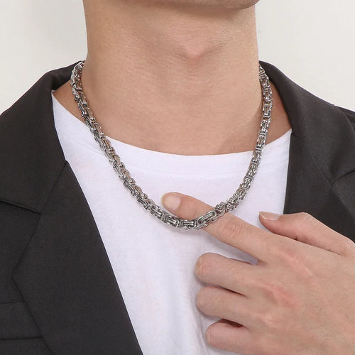 Load image 1 in gallery view. Party Glam Fashion Domineering Imperial Chain Stainless Steel Geometric Design Statement Necklace Men