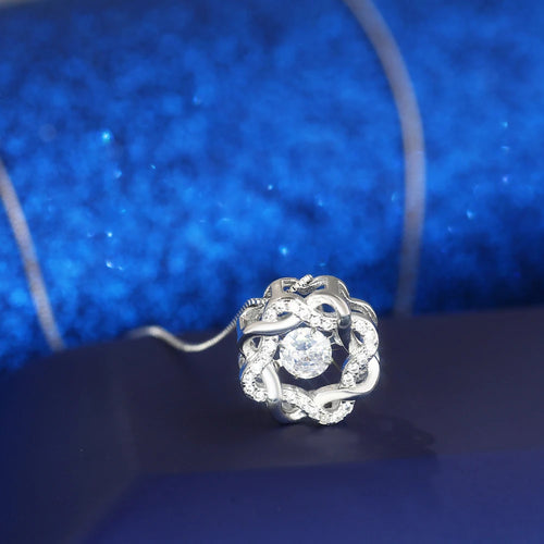 Load image 1 in gallery view. Elegant Star Wreath Dancing Zircon Necklace, Classic Octagonal Pendant for Anniversary & Wedding Gift