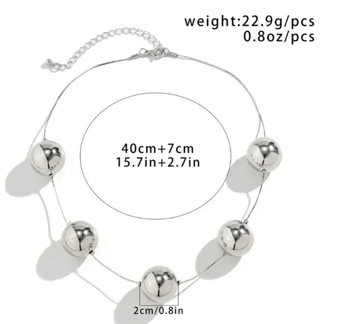 Load image 1 in gallery view. Big Beaded Punk Collar Geometric Type Clavicle Chain Round Silver Necklace