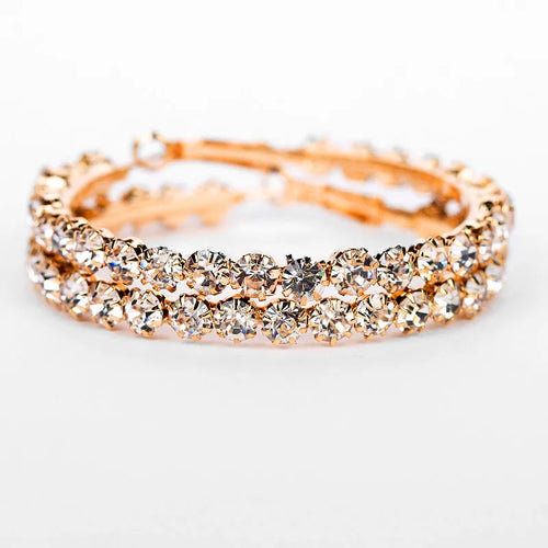 Load image 1 in gallery view. Silver Gold Rose Gold Plated Crystal Ladies Earrings Women Bridal Diamond Zircon Big Large Hoop Earrings
