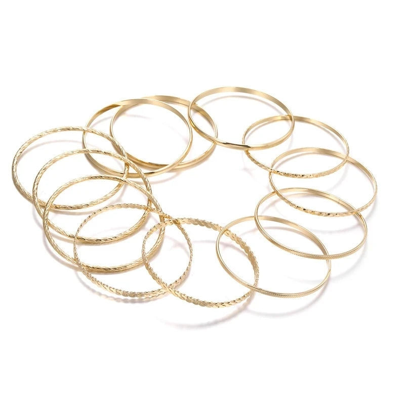 18k Gold Plated Bangles Ethnic Western Region Ancient Style Jewelry for Women