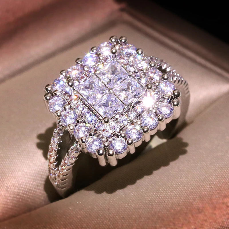 High Quality Platinum Plated 3A Zircon Ring