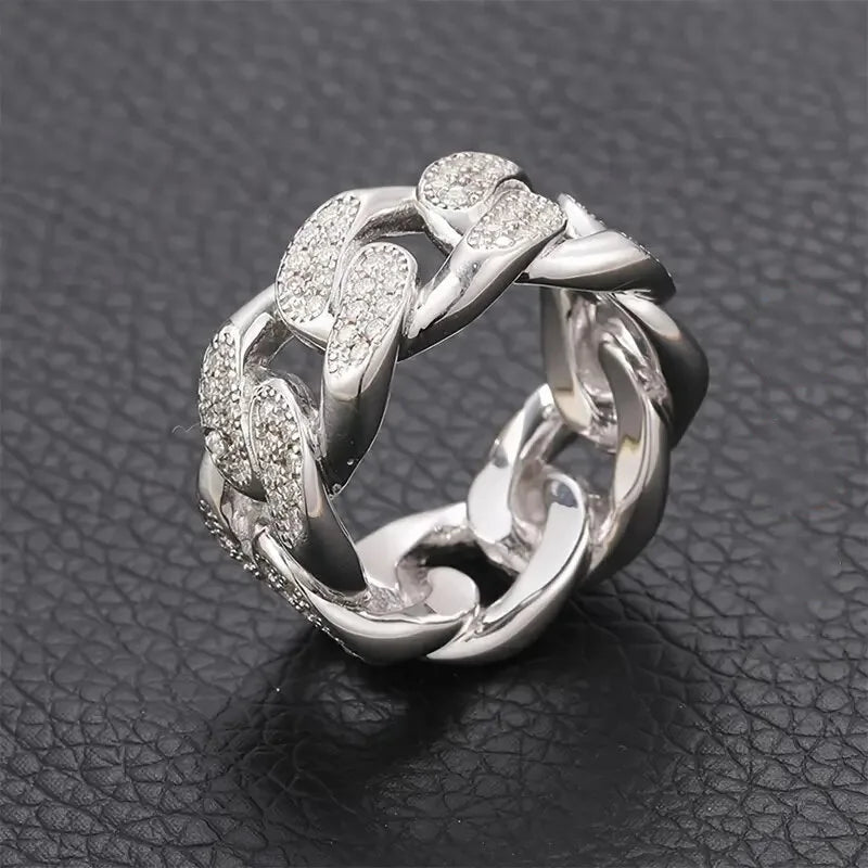 Silver Plated Zircon Band Rings Full Paved Dazzling