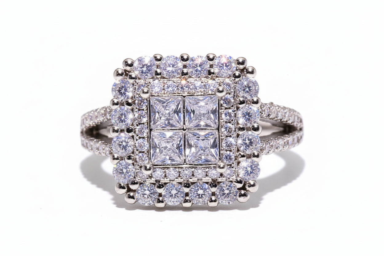 High Quality Platinum Plated 3A Zircon Ring
