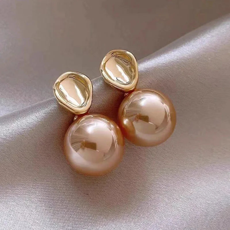Minimalist Gray Pearl Stud Earrings Fashion Jewelry Daily Wear for Girls Women's Party