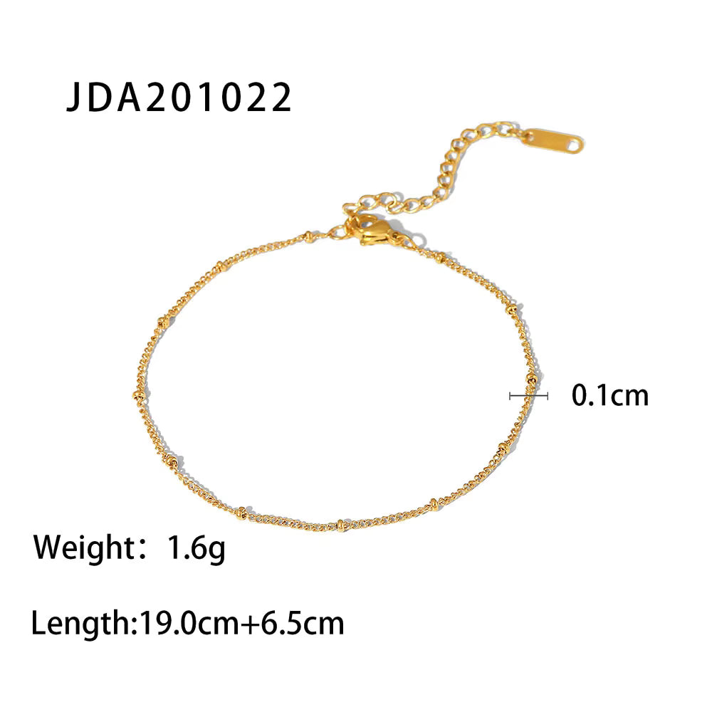 18k Gold Plated Chain Fine Anklet Casual Style