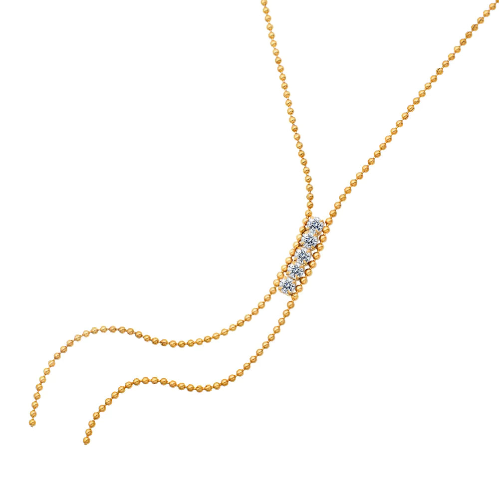18k Gold Plated Necklace White Zircon Long Y Chain Necklace