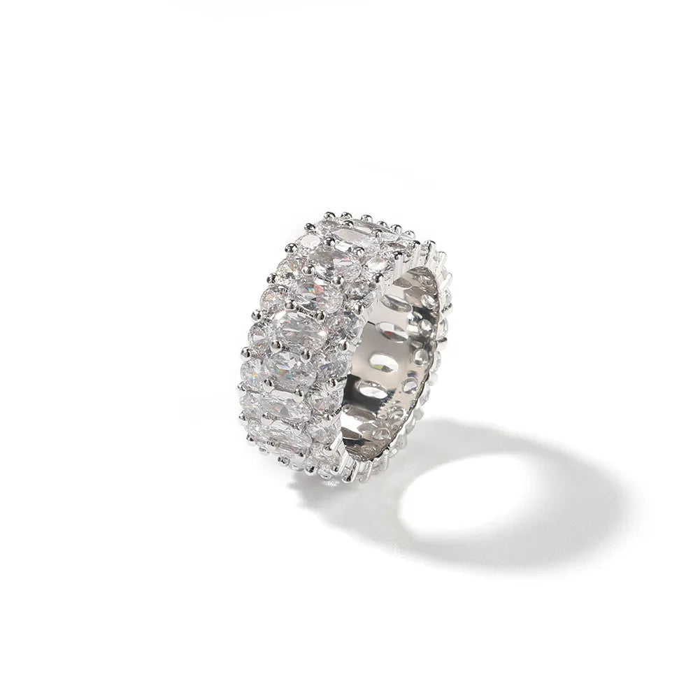 White Zircon Stone Rings Hip Hop Exquisite Diamond Rings for Women Anniversary