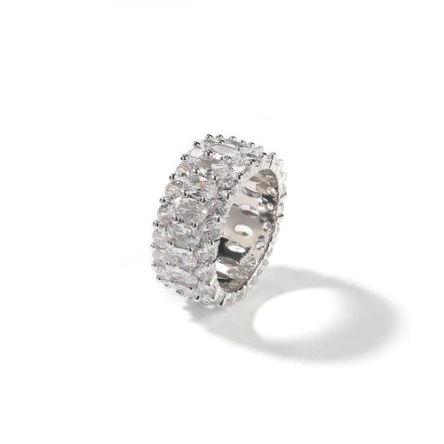 Load image 1 in gallery view. White Zircon Stone Rings Hip Hop Exquisite Diamond Rings for Women Anniversary