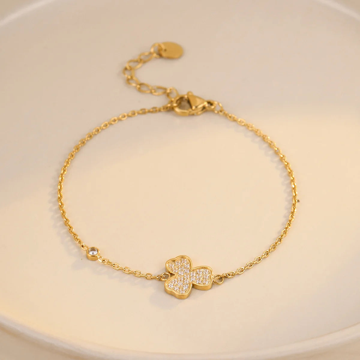 Gold Heart Zircon Tennis Bracelet PVD 18K Plated Stainless Steel Jewelry