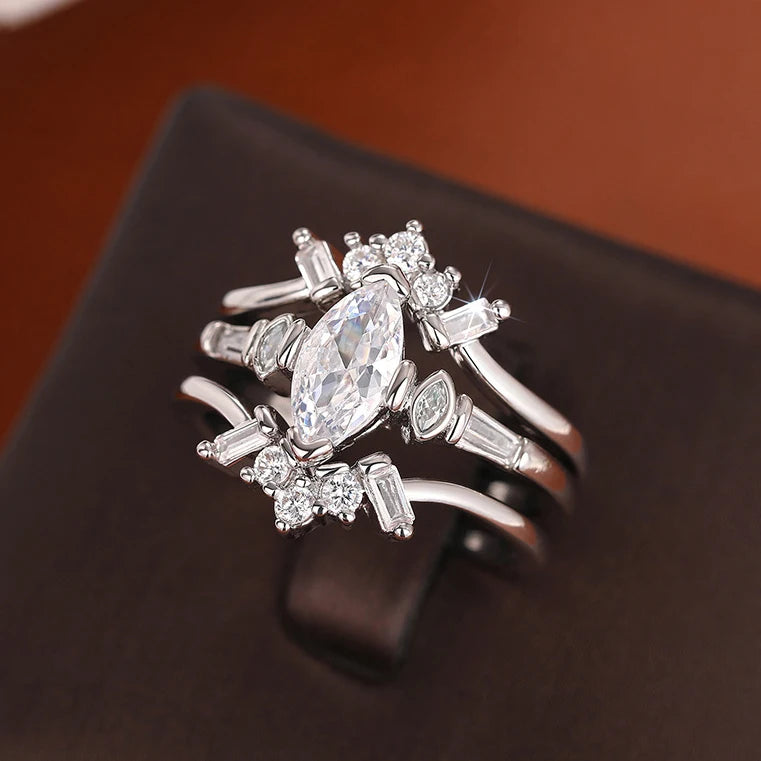 3Pcs Sets Silver Couple Rings
