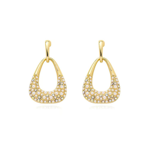 Load image 1 in gallery view. Vintage Punk Baroque Circle Pearl Earrings for Geometric Droplet Shape Ear Clip