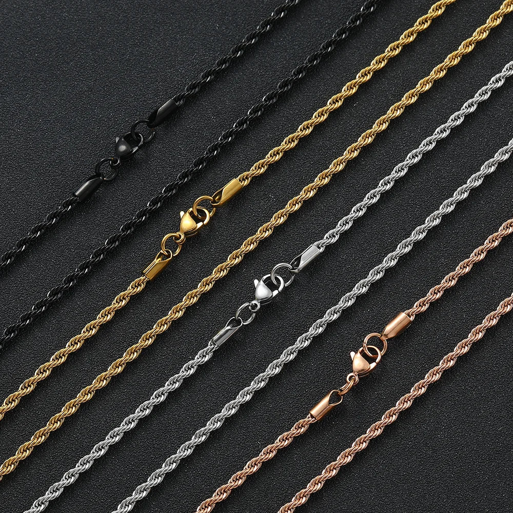 20 inch Customized Stainless Steel Link Chain for Men & Women 4mm-7mm Waterproof Gold Plated Wheat Necklace Imitation Pearl