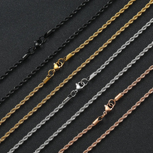 Load image 1 in gallery view. 20 inch Customized Stainless Steel Link Chain for Men & Women 4mm-7mm Waterproof Gold Plated Wheat Necklace Imitation Pearl